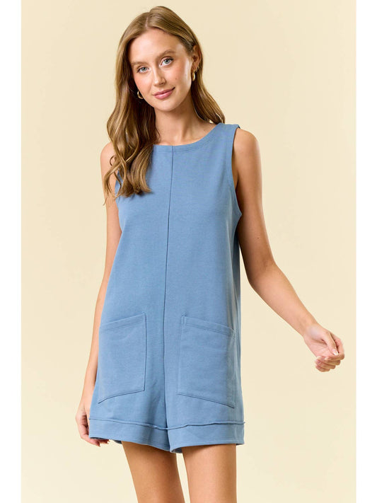 French Terry Round Neck Sleeveless Romper