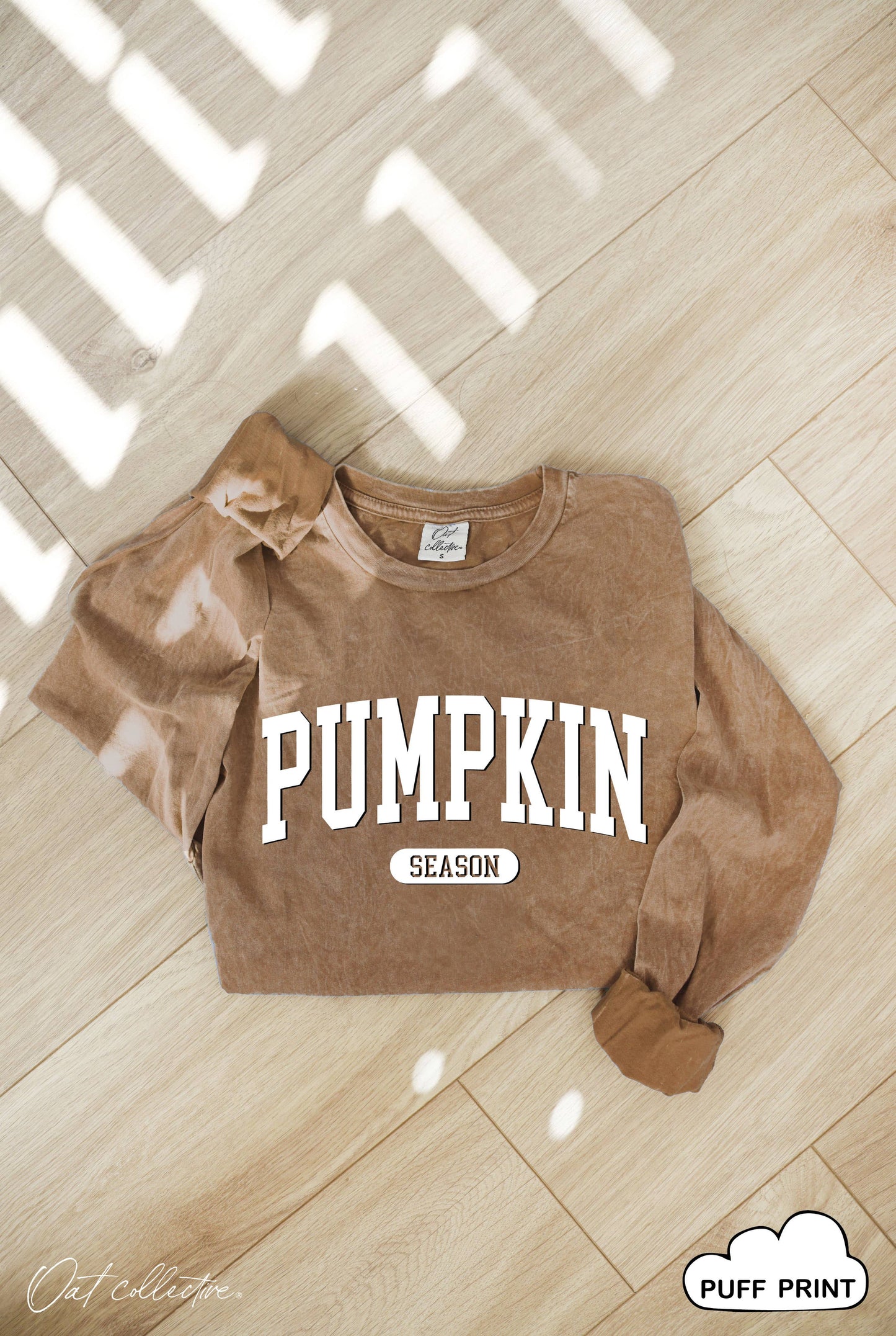 PUMPKIN SEASON PUFF Mineral Washed Long Sleeve Graphic Top
