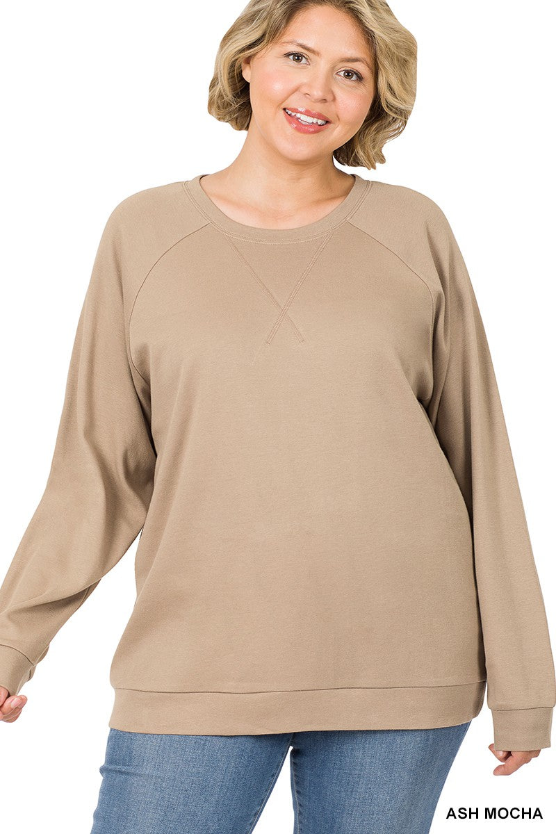 Curvy Raglan sleeve pullover top