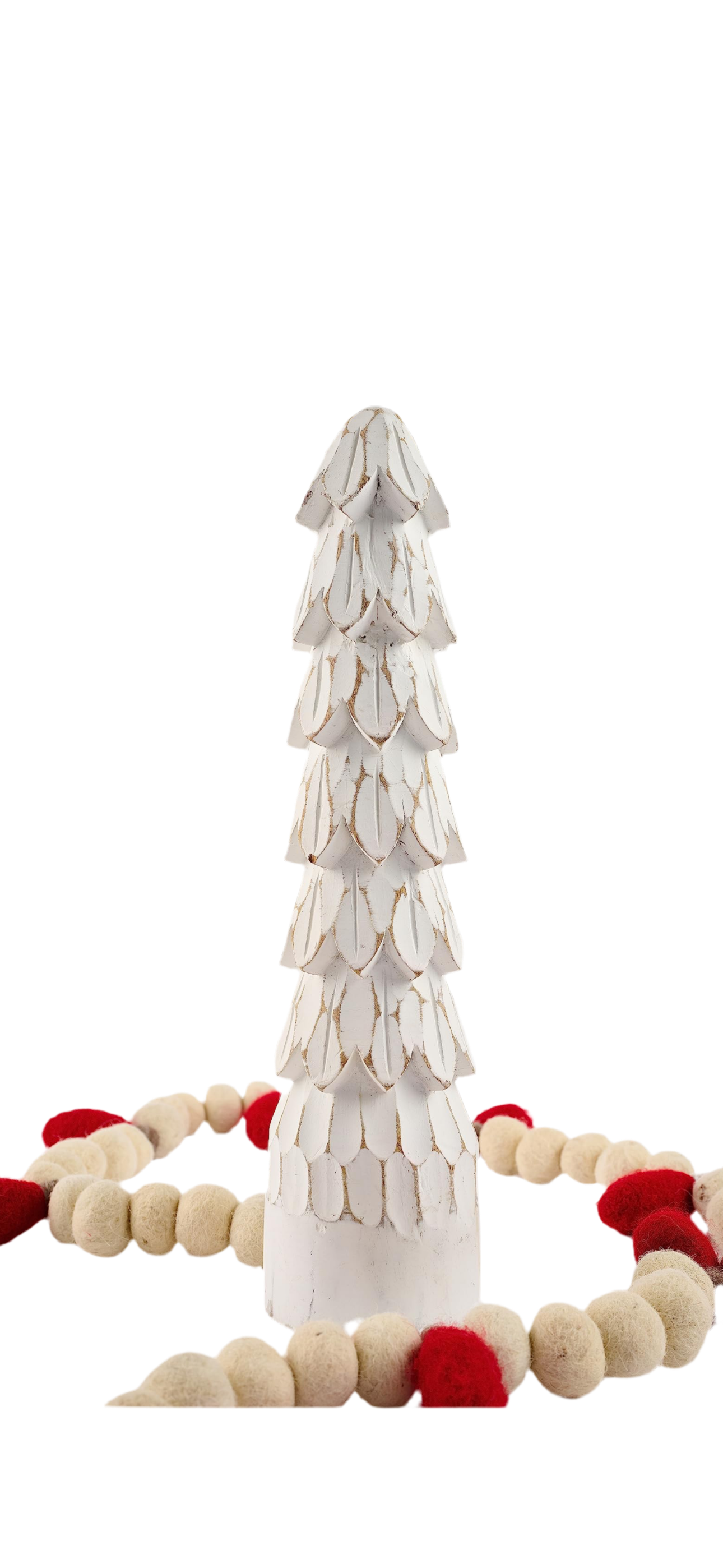 Carved white wood trees