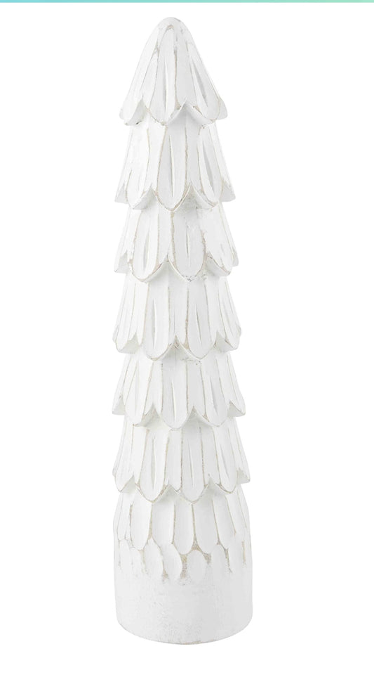 Carved white wood trees