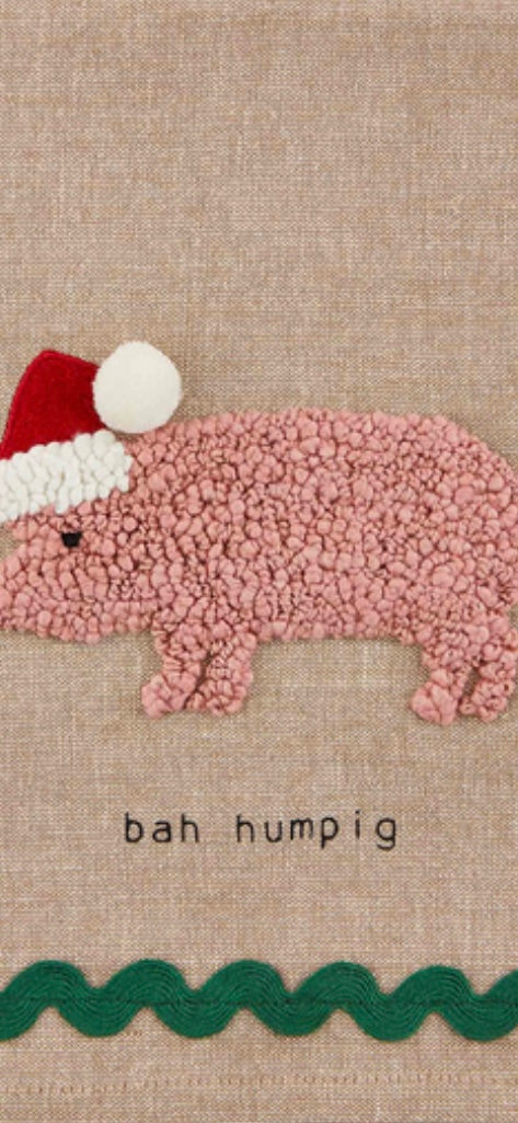 Bah hum pig Christmas towel