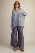 Plus Size Heather Gray Long Sleeve Knitted Sweater