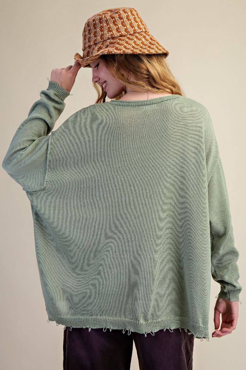 Plus Size Sage Long Sleeve Knitted Sweater
