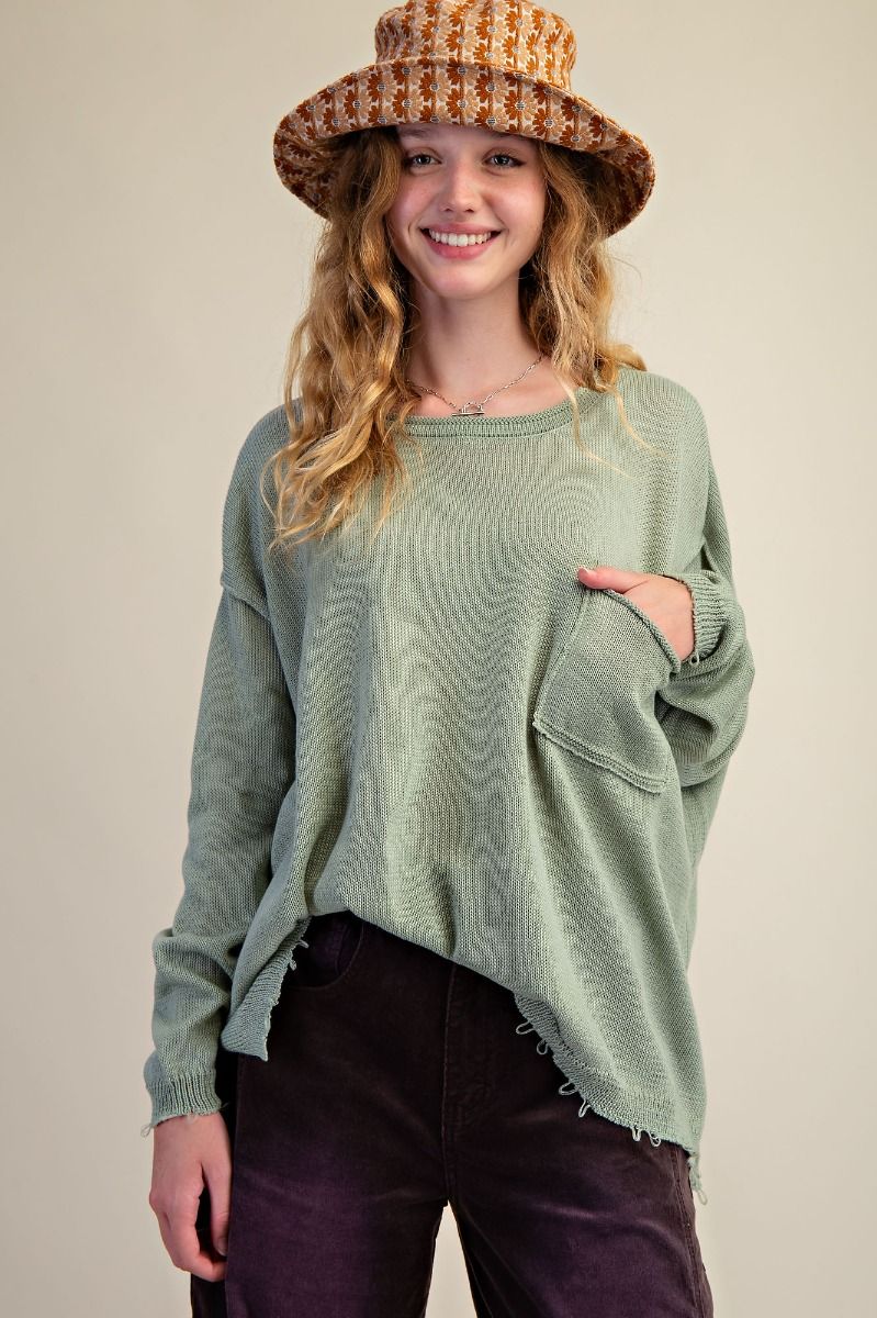 Plus Size Sage Long Sleeve Knitted Sweater