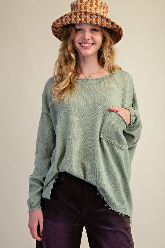 Plus Size Sage Long Sleeve Knitted Sweater