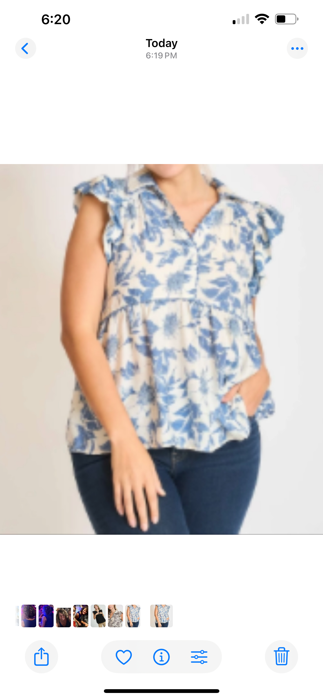 Botanical Print Baby Doll Top