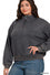 Curvy acid wash fleece half zip pullover