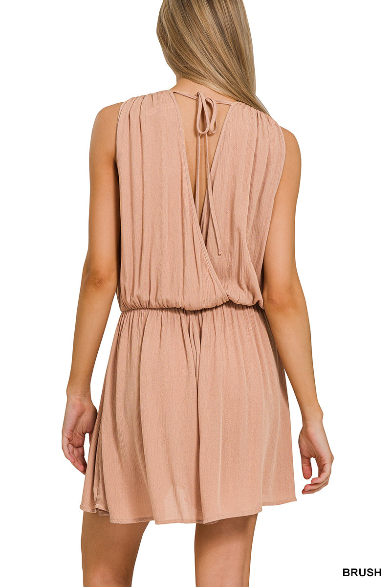 DRAPED ROMPER WITH TIE OPEN BACK