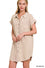 GAUZE BUTTON DOWN SHIRT DRESS