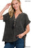 WASHED DOUBLE GAUZE 3/4 BUTTON HENLEY NECK SHIRT