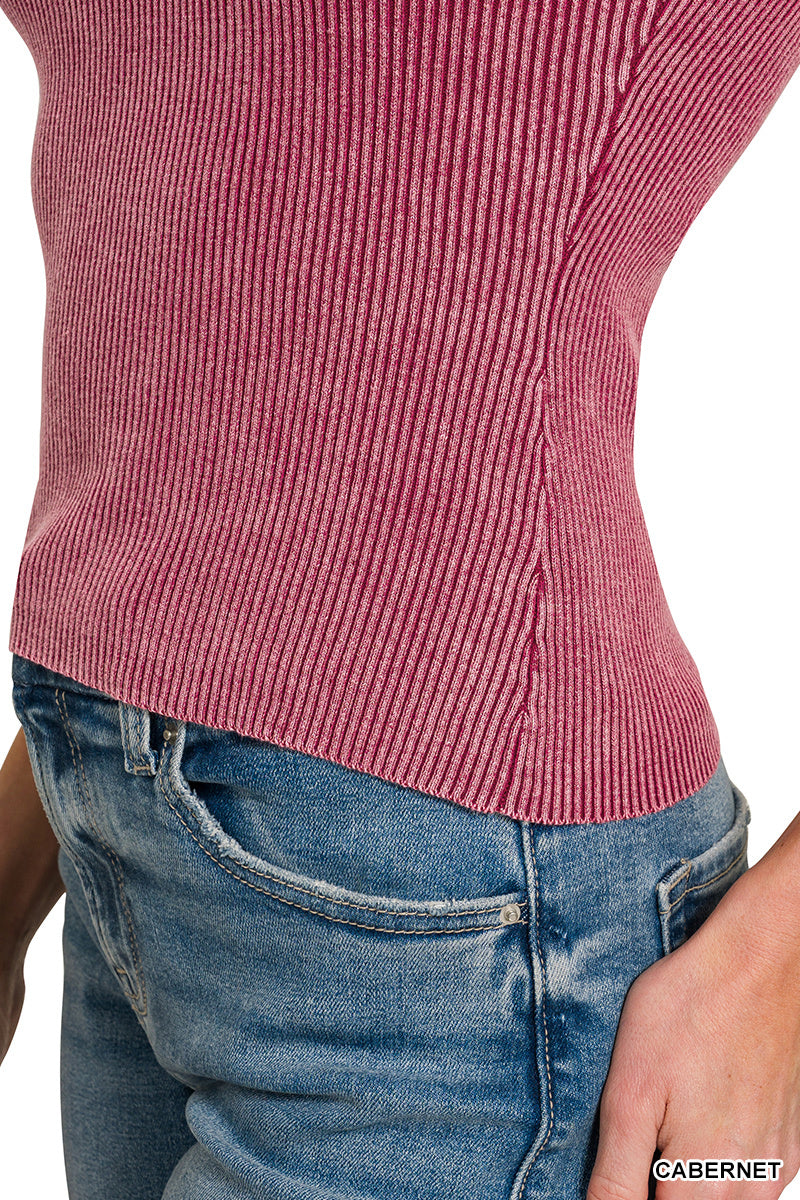 Washed ribbed sweater tank top