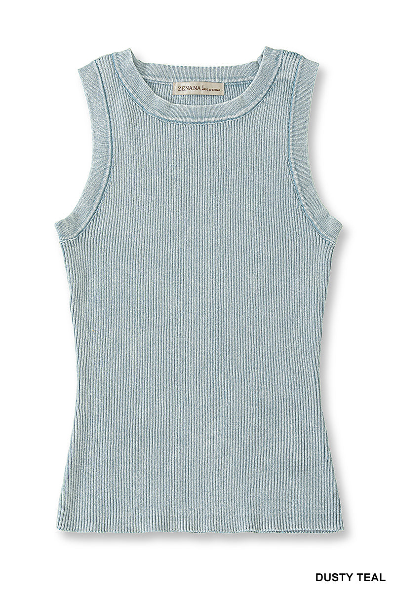 Washed ribbed sweater tank top