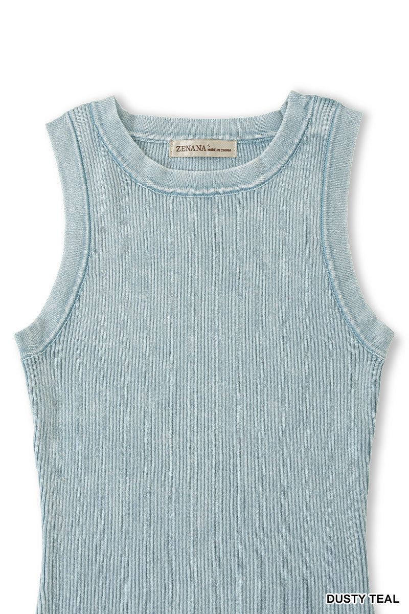Washed ribbed sweater tank top