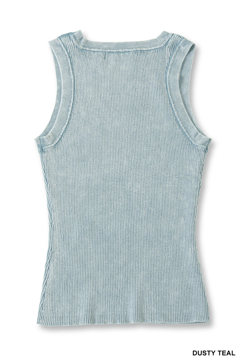 Washed ribbed sweater tank top