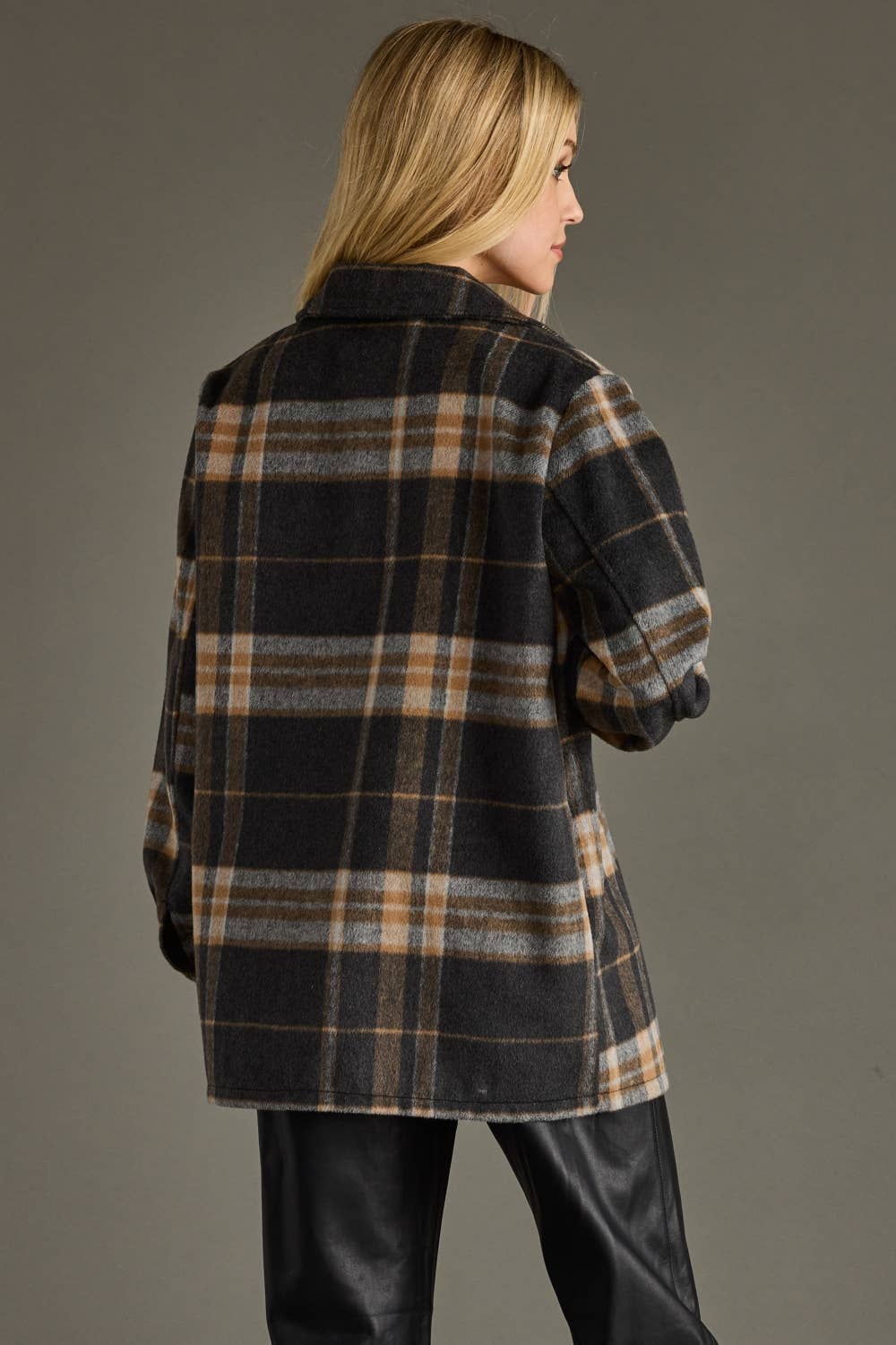 Black, Tan & Gray Plaid Jacket