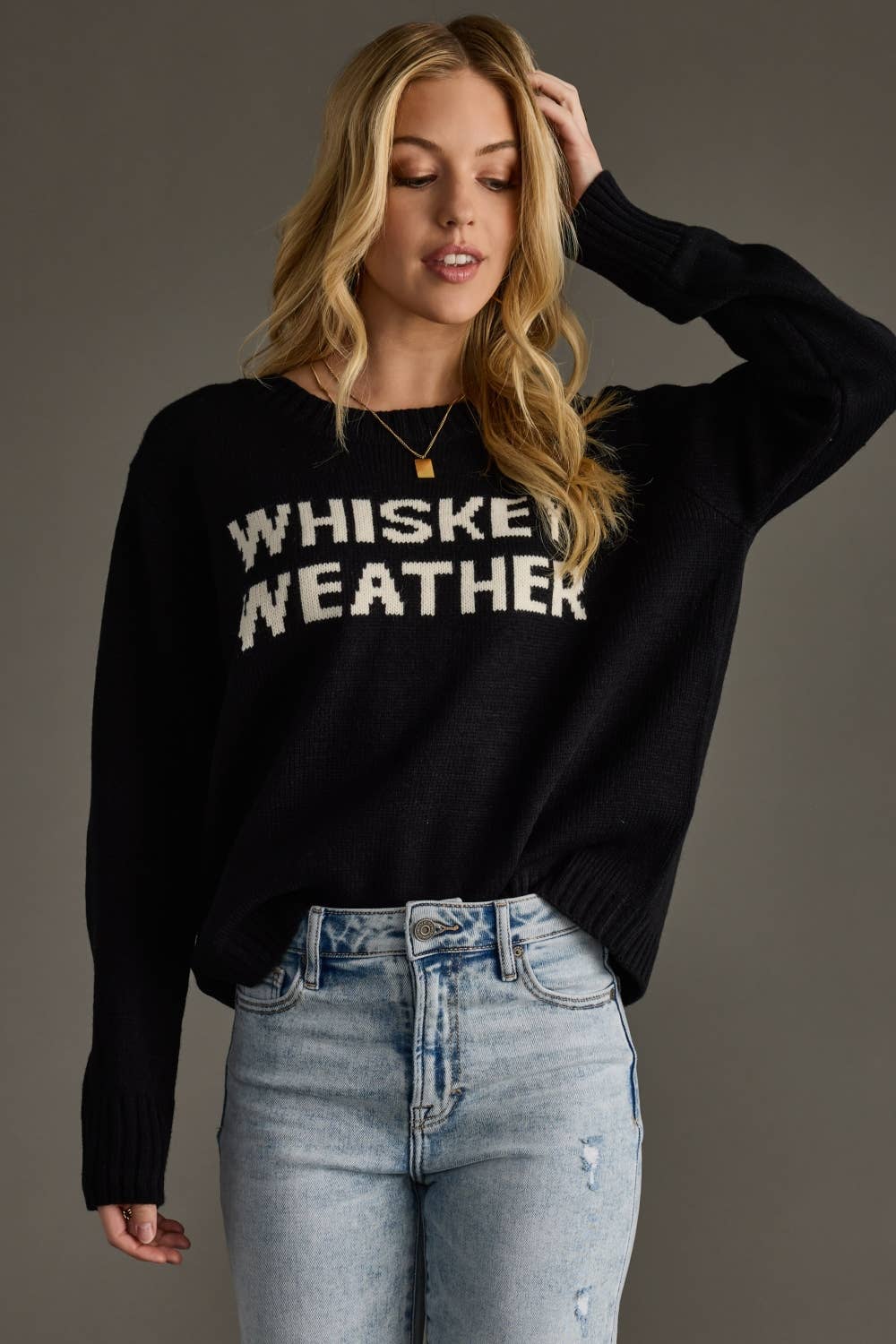 Black Whiskey Weather Sweater
