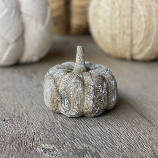 Wide Driftwood 3D Carved Pumpkin