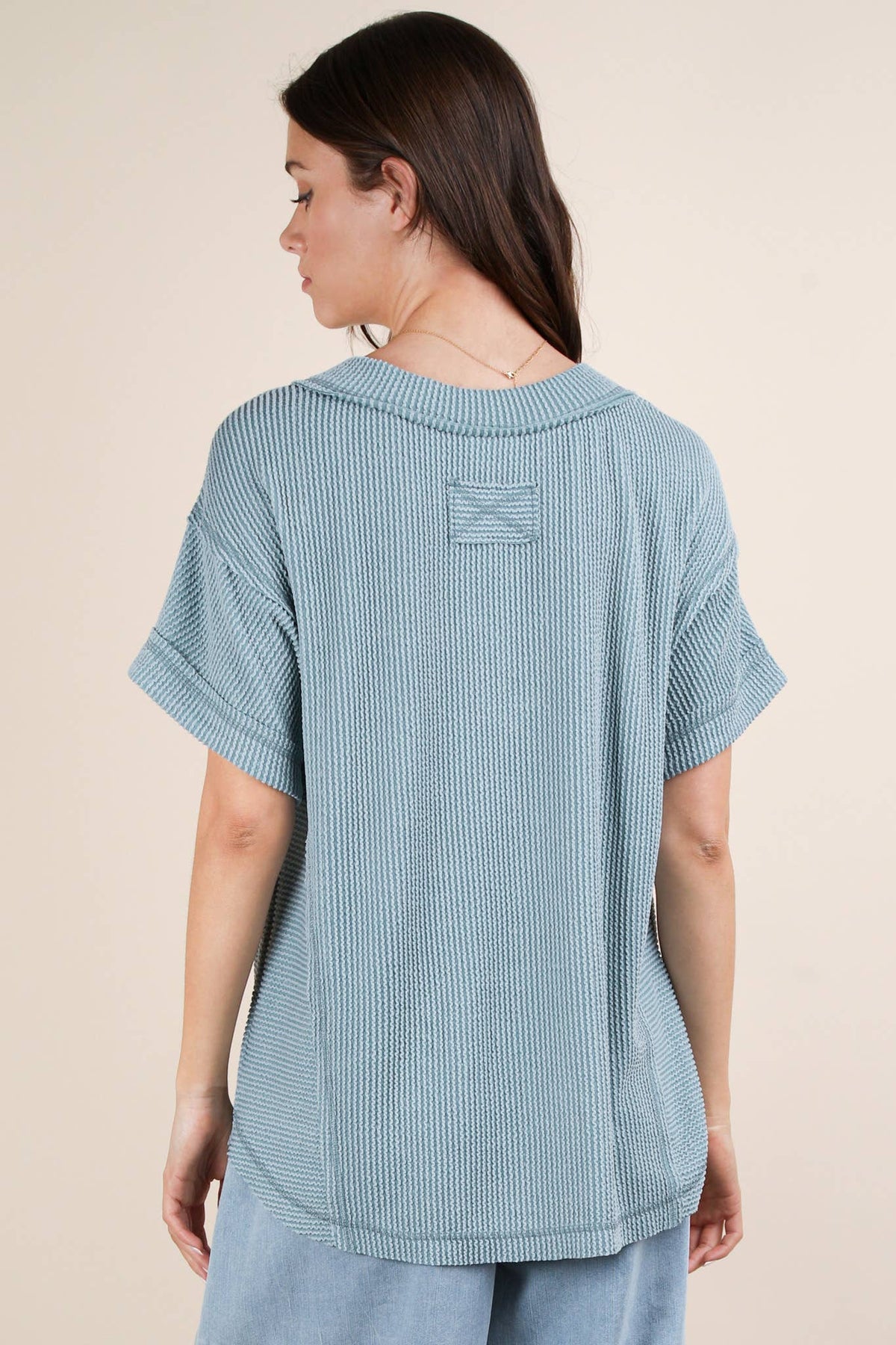 PLUS SIZE Soft Two Tone Casual Comfy Ribbed Knit  CHARCOAL