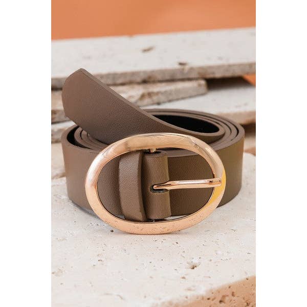 Classic Oval Buckle Leather Belt