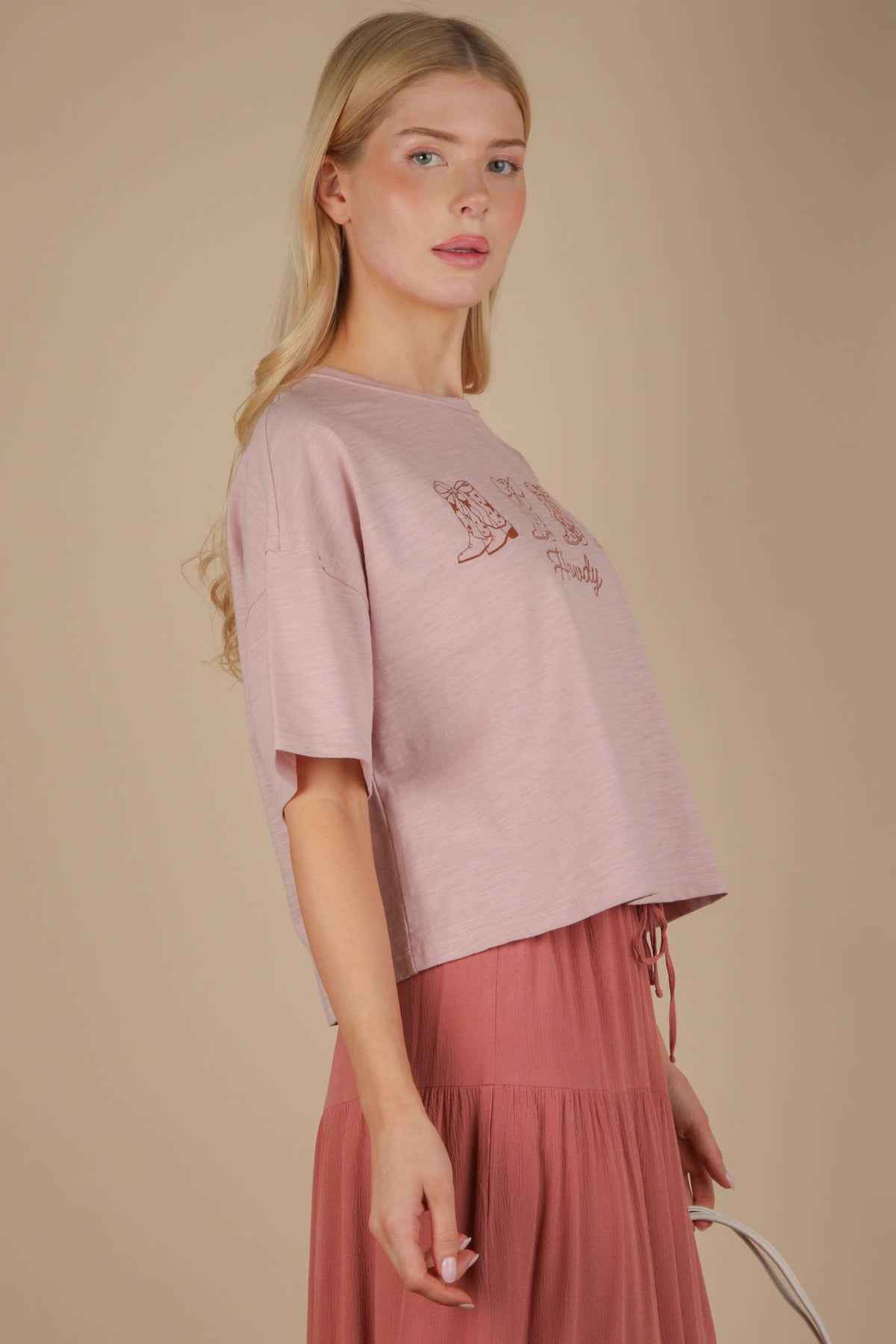 Screen Print Graphic Casual Knit T shirt: SAGE