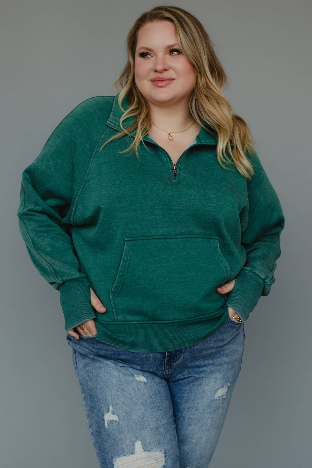 XXL Dk Green Quarter Zip Sweatshirt