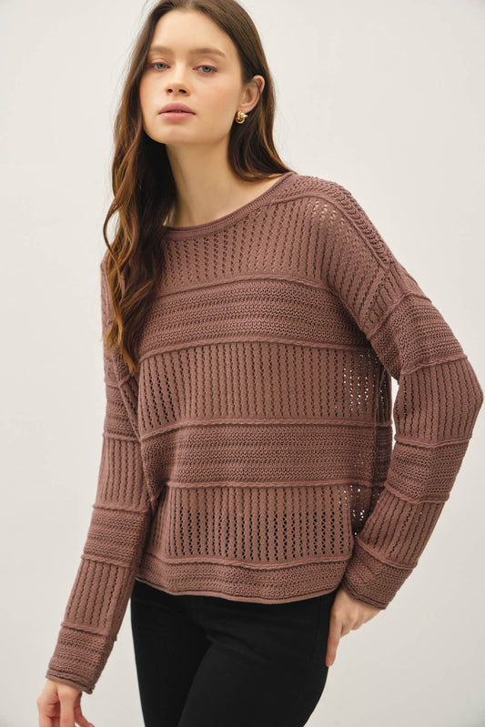 Chocolate FISHERMAN CROCHET  SWEATER