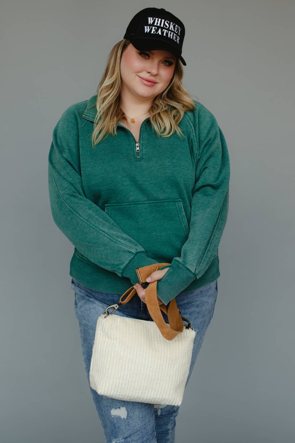 XXL Dk Green Quarter Zip Sweatshirt