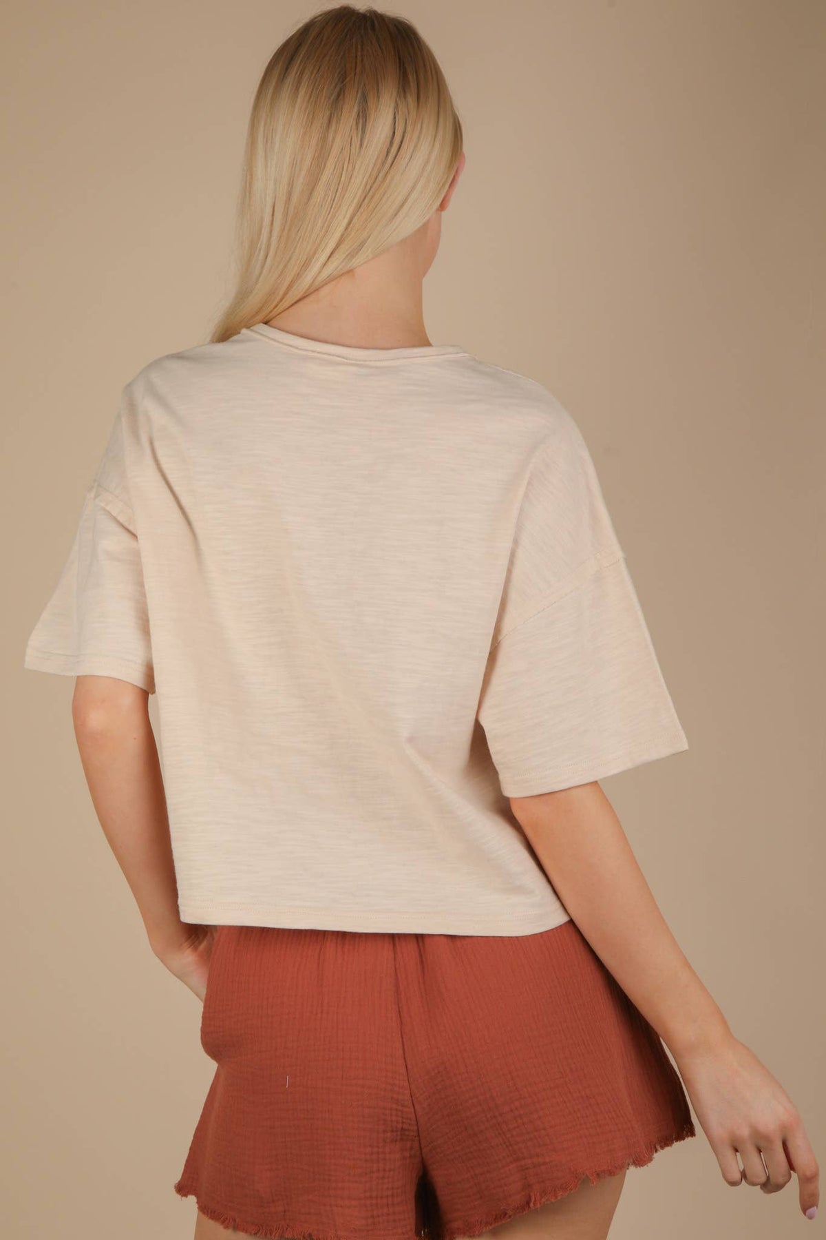 Screen Print Graphic Casual Knit T shirt: SAGE