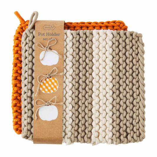 TAUPE CROCHET POT HOLDER SET