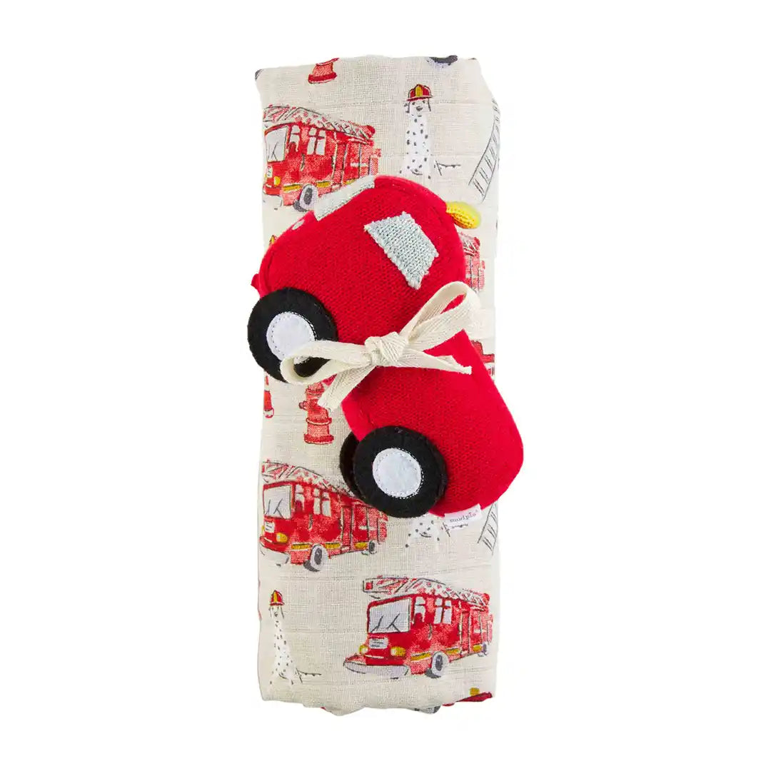 FIRETRUCK SWADDLE AND RATTLE