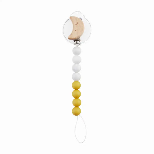 WOOD YELLOW MOON Pacifier Clips
