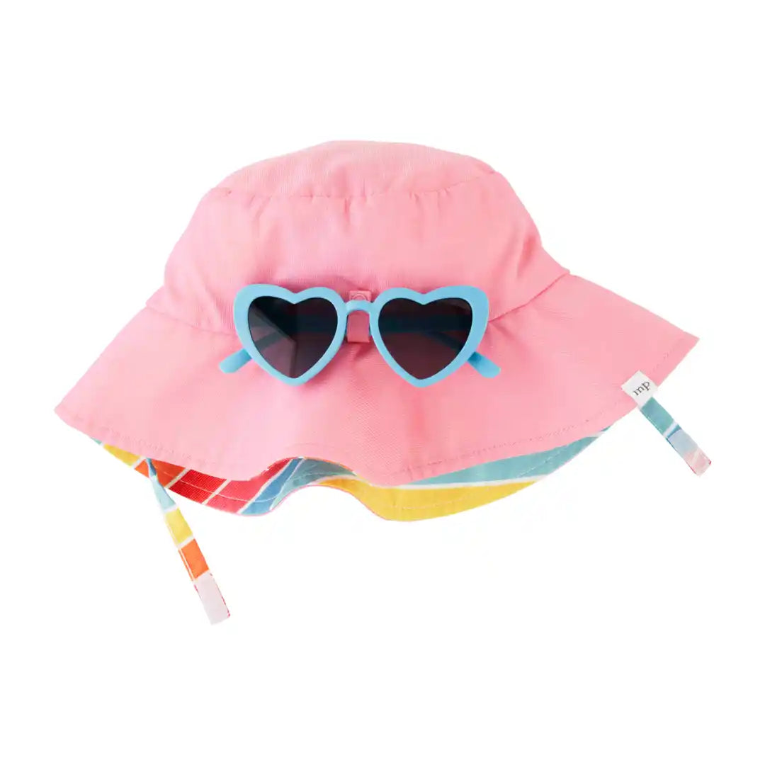 TODDLER PINK RAINBOW HAT AND SUNGLASS SET