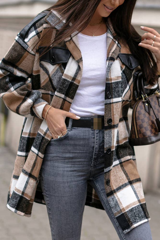 Plaid Flannel Shacket Jacket Women