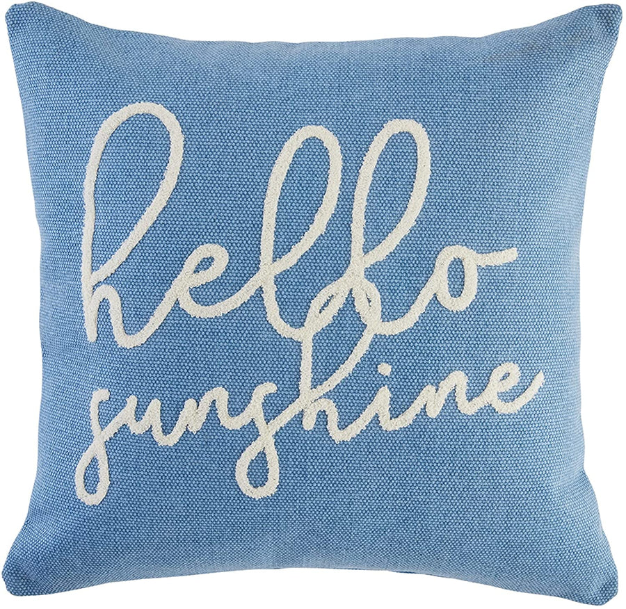 Hello Sunshine Blue Boucle Sentiment Pillow