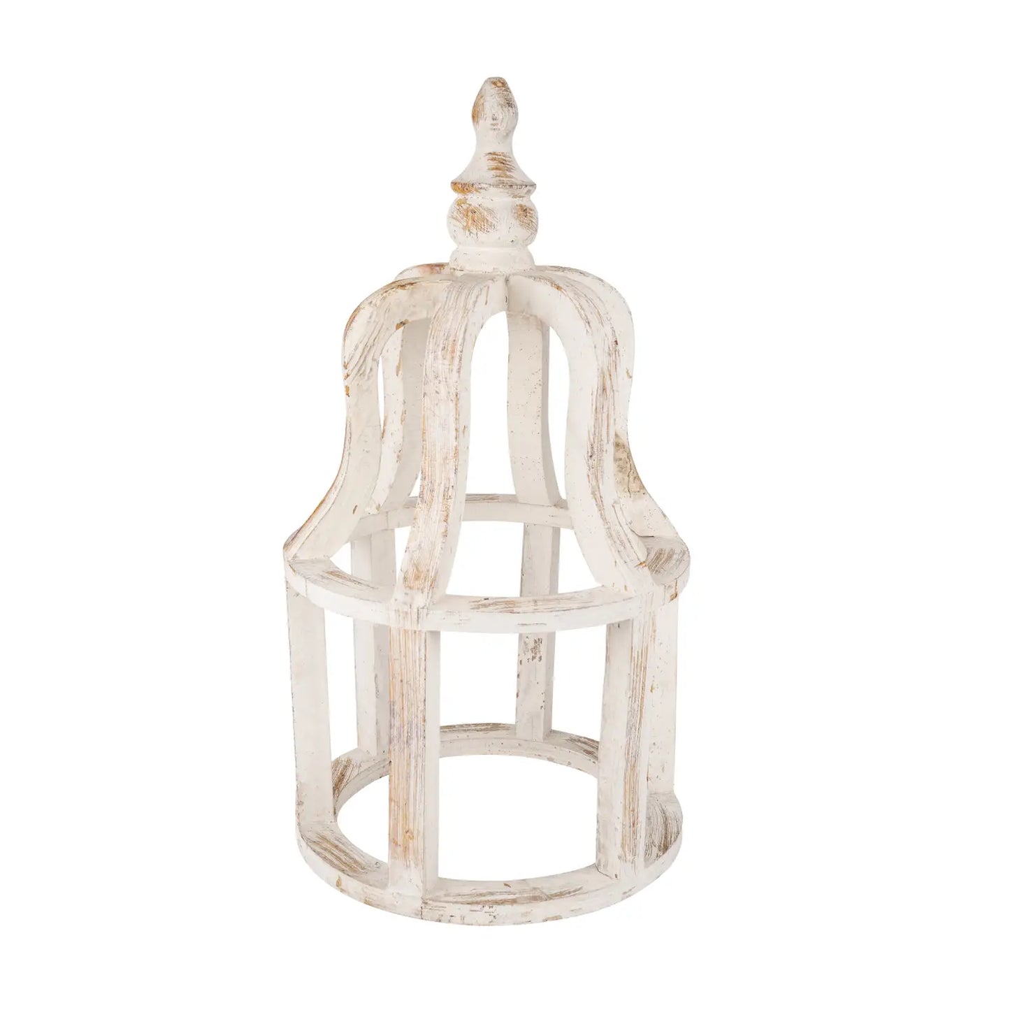 Crown Farmhouse Wood Lantern-Home Decor-Distressed White