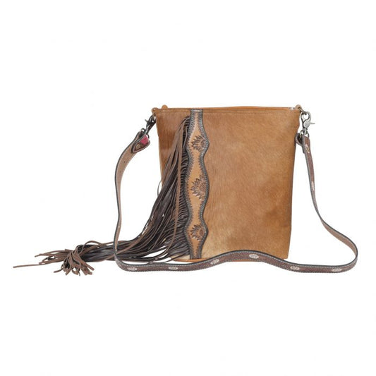 Myra Cappuccino Hand-Tooled Bag