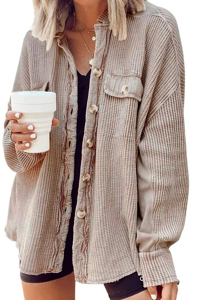 Waffle Button Up Jacket Coat