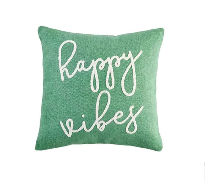 Green Boucle Sentiment Pillow